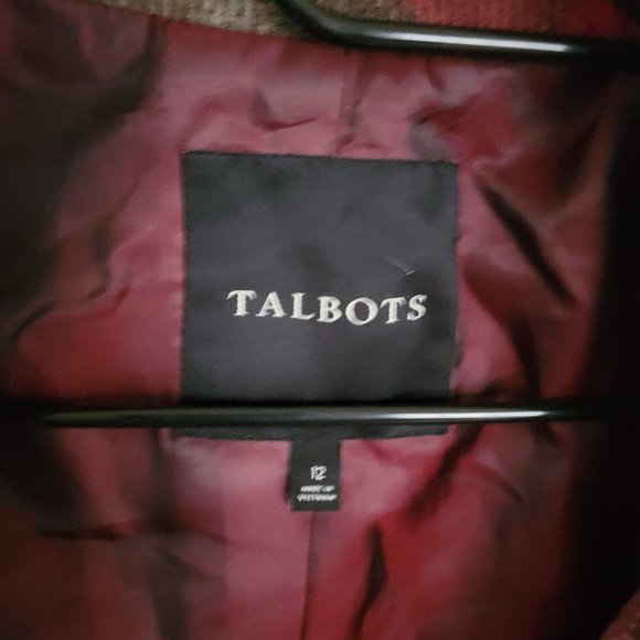 NWOT Stunning Talbots Fall Colors Orange Green Pink Plaid Jacket Size 12 - Picture 2 of 13